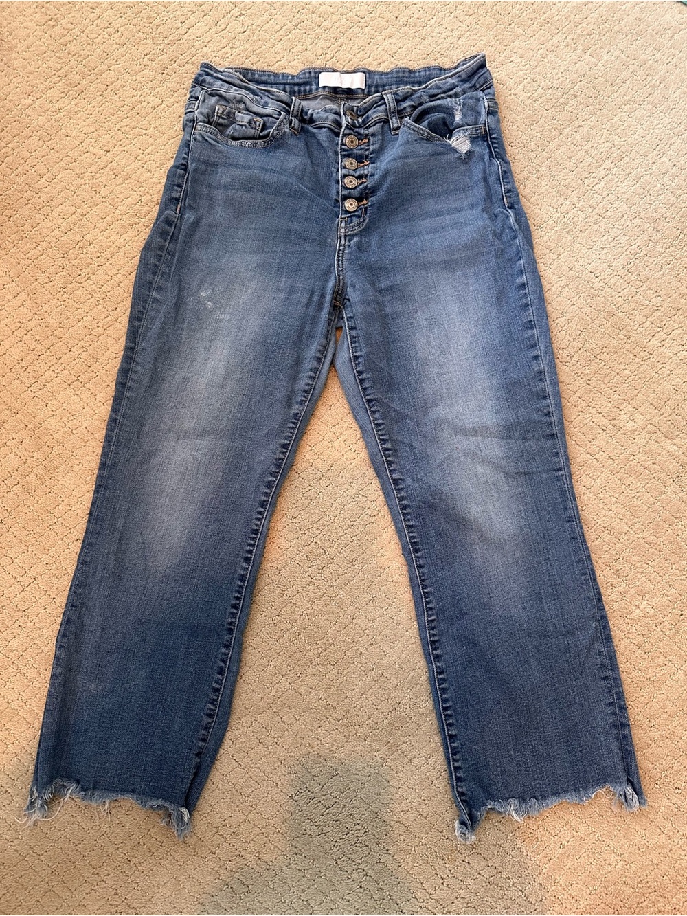 Women’s High-Rise Button Fly Blue Jeans